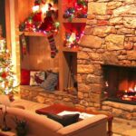Cozy fireplace on a Christmas evening — looped background video with relaxing music