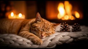 Relaxing Fireplace Cat Music 432Hz 😺 Emotional Healing Vibration For Gentle Comfort, Calm, And Rest