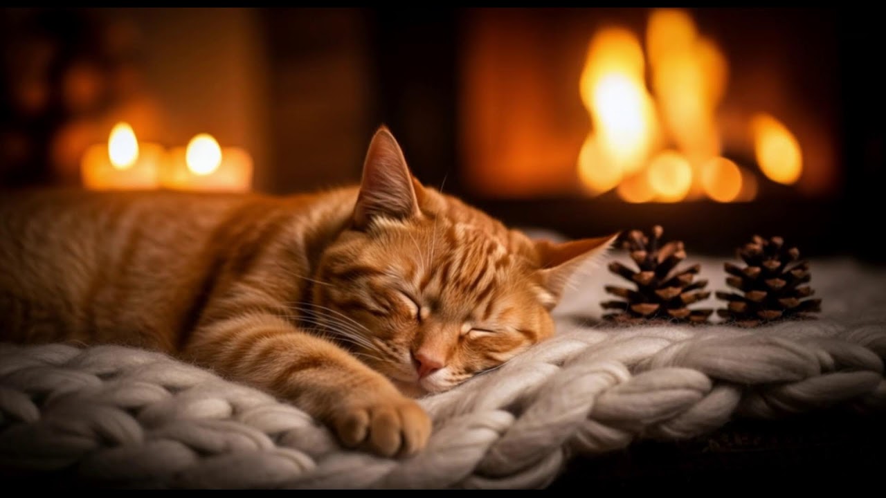 Relaxing Fireplace Cat Music 432Hz 😺 Emotional Healing Vibration For Gentle Comfort, Calm, And Rest