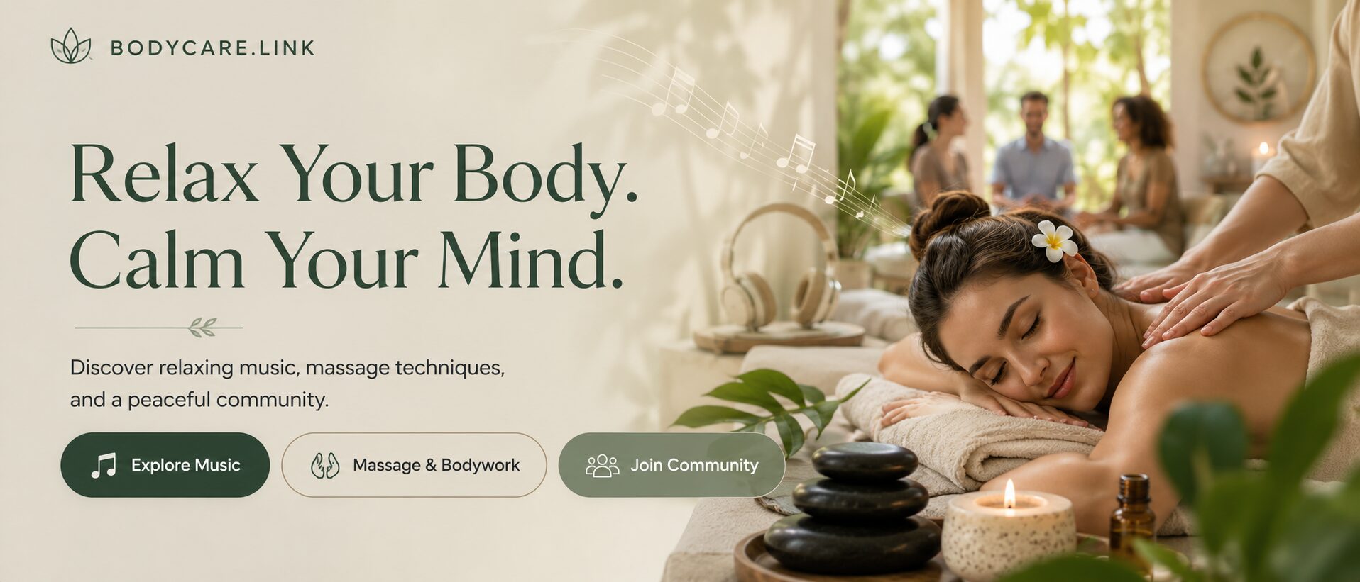 Relaxing music, massage and community at BODYCARE.LINK