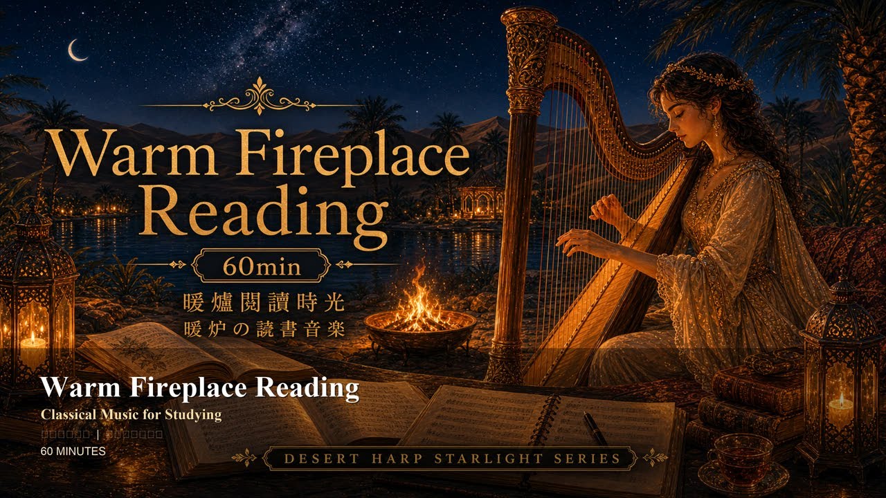 Warm Fireplace Reading 60min | Classical Music for Studying