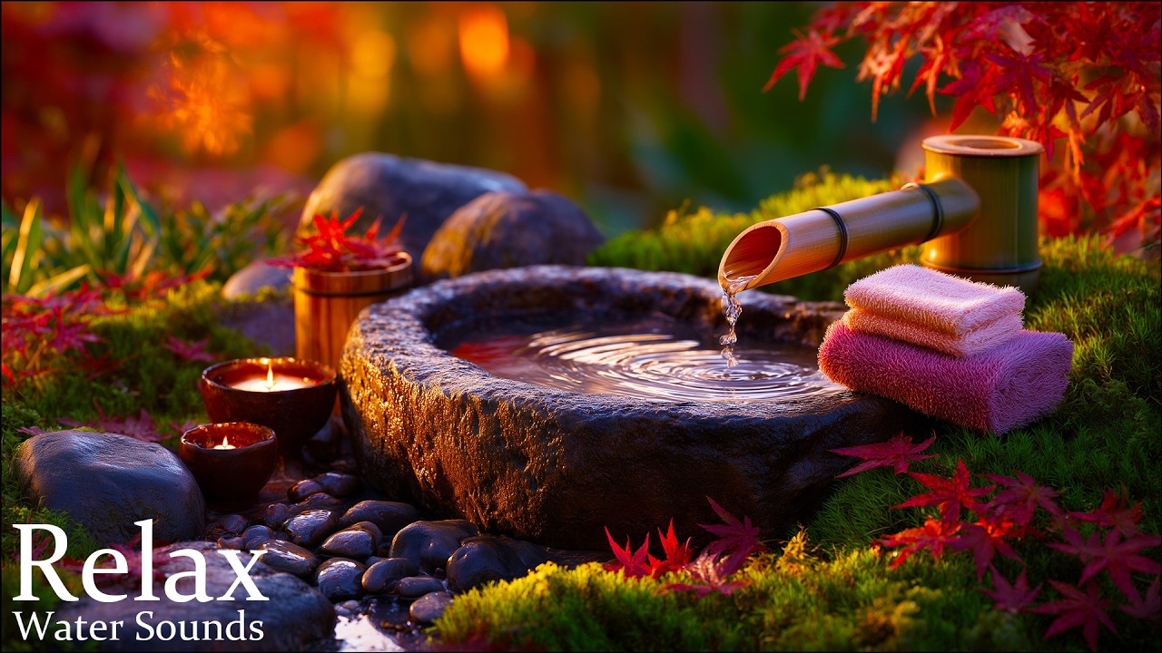 Autumn Water in a Quiet Spa Garden 🍁 Healing Music to Warm a Tired Heart