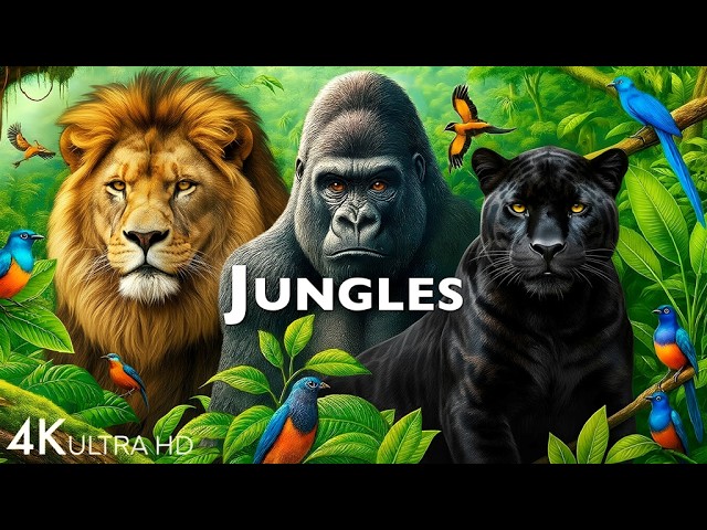 “Wild Animals 4K | Jungle Wildlife & Beautiful Birds with Relaxing Music”