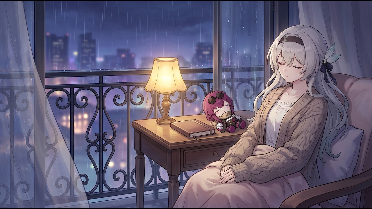 Rainy Balcony Anime LoFi 🌙 Sleep, Relax & Study Music | 2 Hour Peaceful Mix