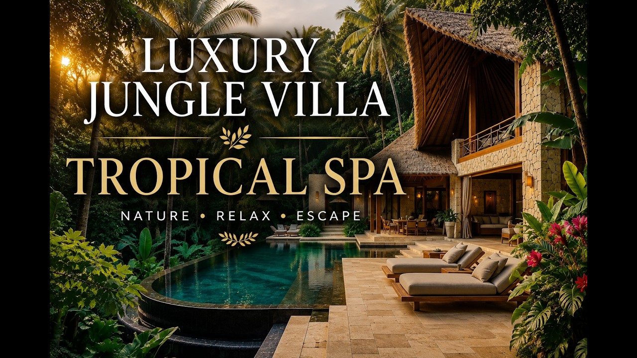 Luxury Jungle Villa 🌿 | 8 Hours of Tropical Spa Music, Nature Sounds & Relaxation