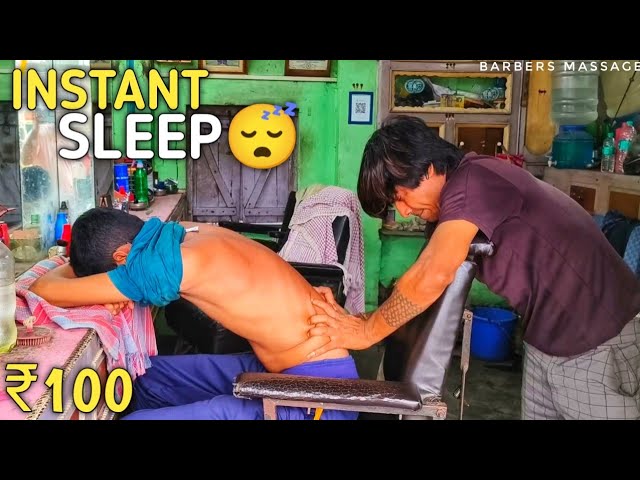 ₹100 Rupees Full Body Massage By Roadside Barber🇮🇳💈|ASMR|Instant Sleep😴