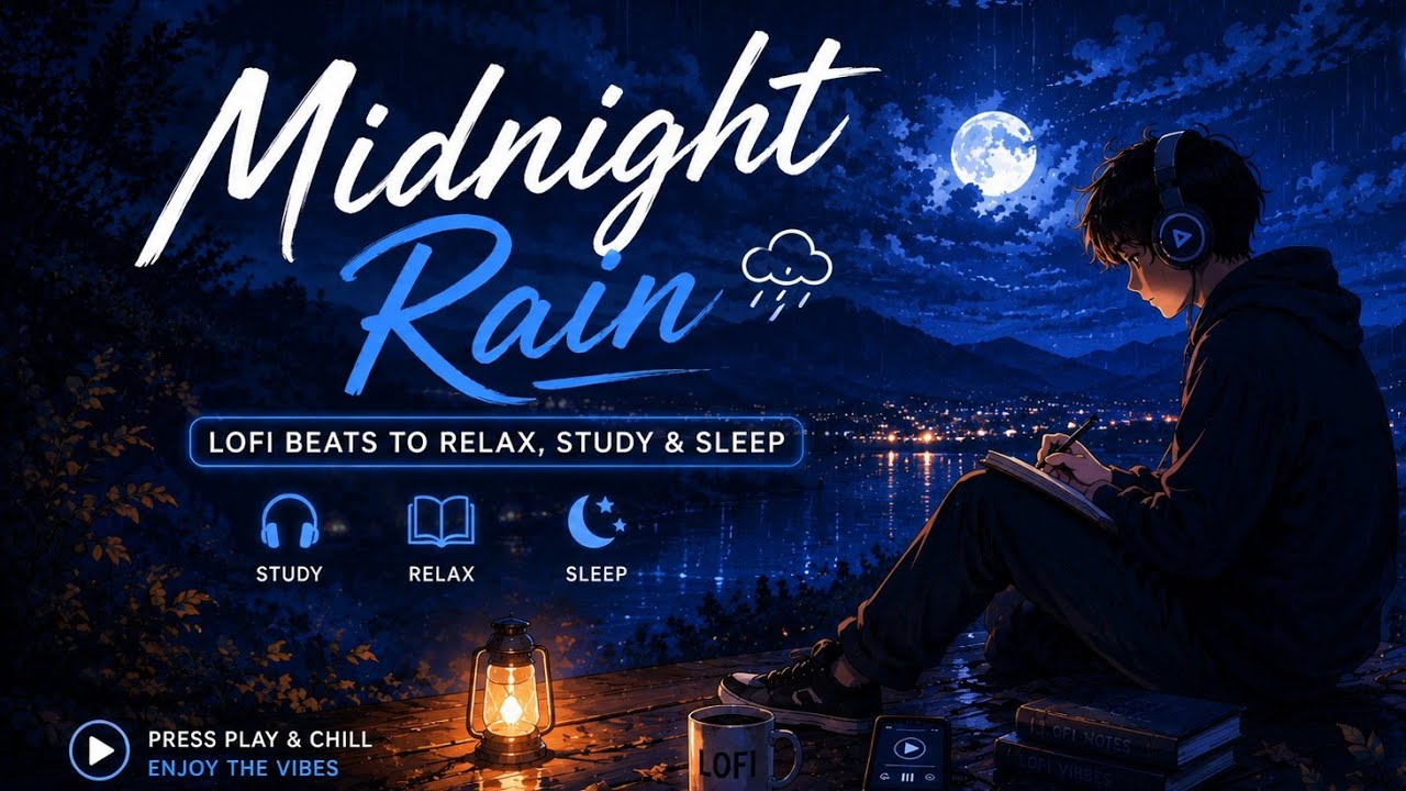 🌧️ Midnight Rain LoFi ☕ | Relaxing Study Beats | Sleep Music | Deep Focus | 1 Hour