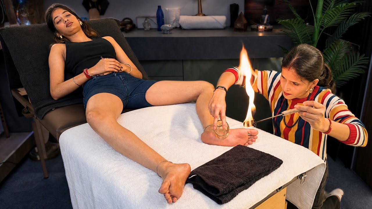 Watch Your Stress Fade Away | Calf & Foot Massage & Fire Cupping Therapy with Cosmic Lady ASMR