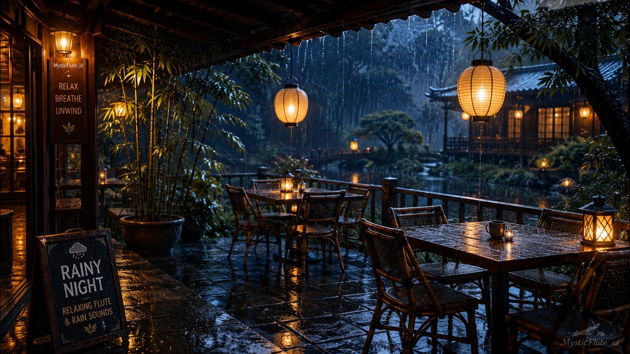 Rainy Night 🌧️ Relaxing Flute Music & Rain Sounds for Sleep, Study & Meditation