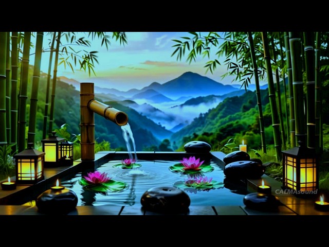 Bamboo Water Fountain Healing 24/7 🌿 Relaxing Music and Nature Sounds for Sleep, Meditation, Stud