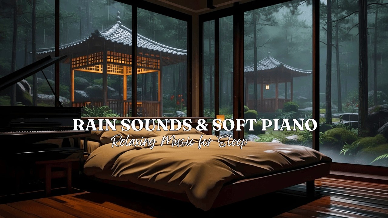 Rain Sounds for Deep Sleeping + Relaxing Piano Music – Healing Music for Peaceful Nights, Meditation