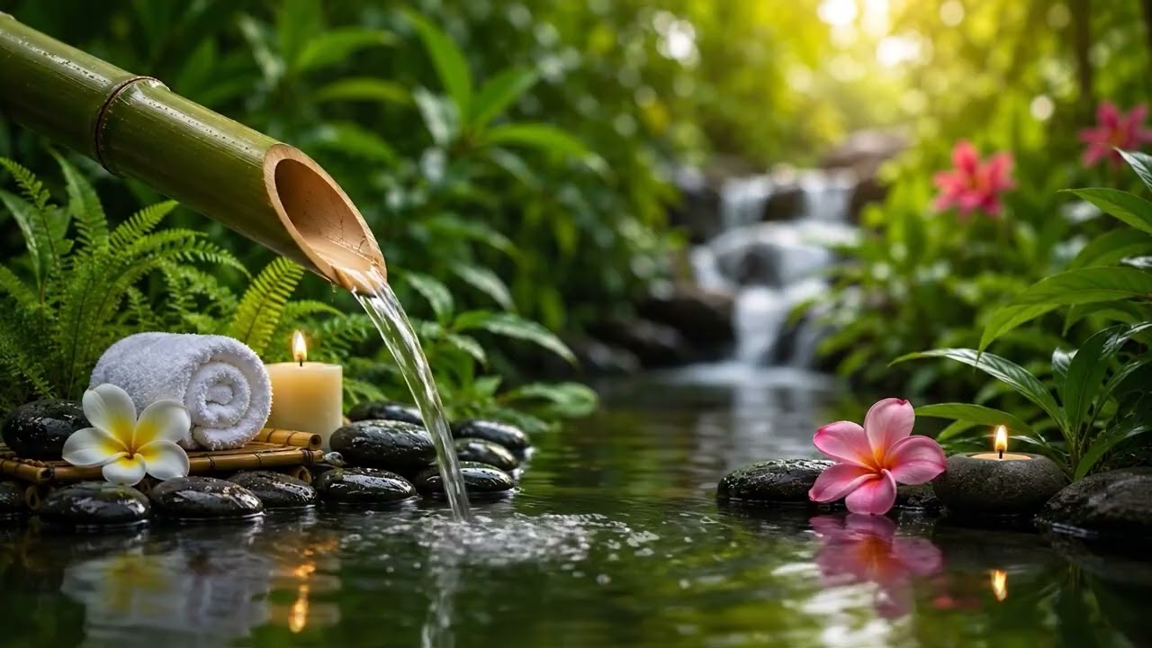 Relaxing Bamboo Water & Spa Piano 🌿 Healing Meditation Music for Stress Relief, Calm Mind & Body