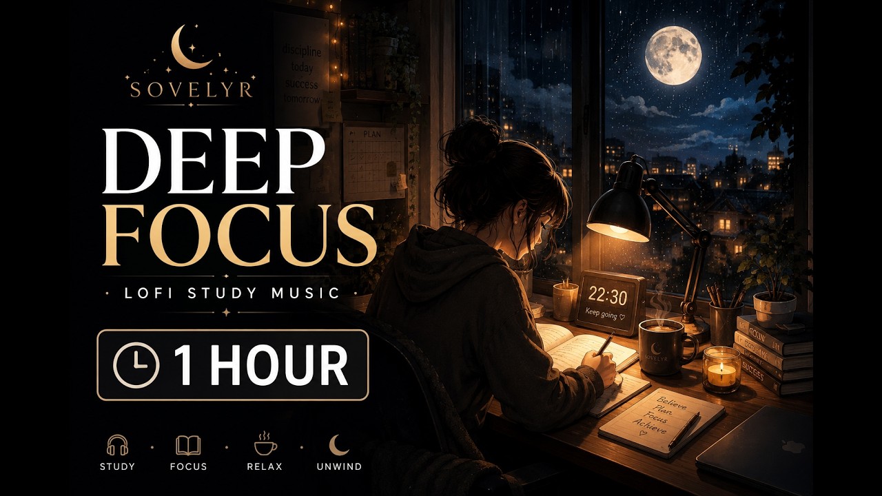 1 HOUR Deep Focus 🌙 | Lofi Study Music for Studying, Reading & Work