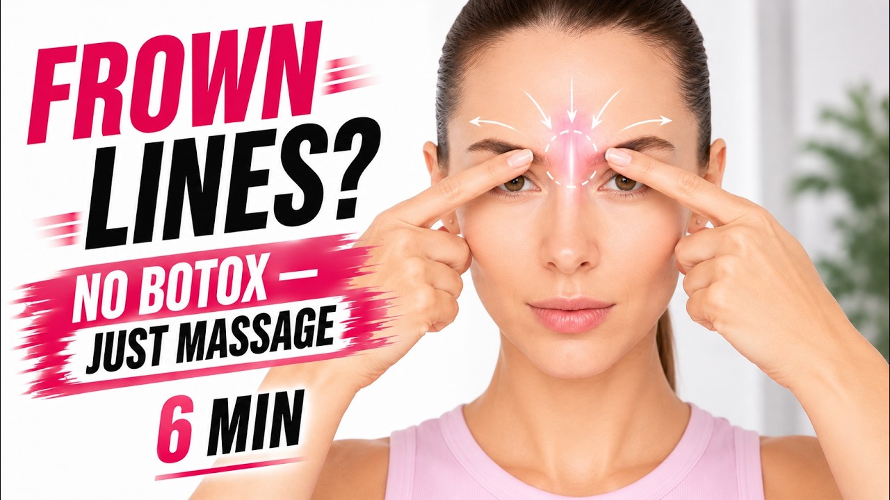 Remove FROWN LINES & Forehead Wrinkles Naturally | 6-min Daily Face Massage (No Botox)