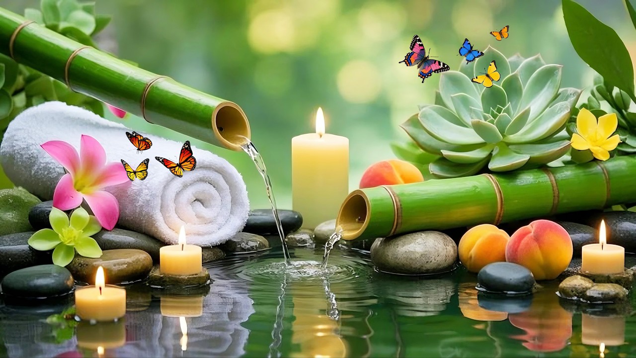 Bamboo Water Fountain + Relaxing Music 🌿 Deep Healing Music for Body and Soul, Stress Relief,Spa BGM