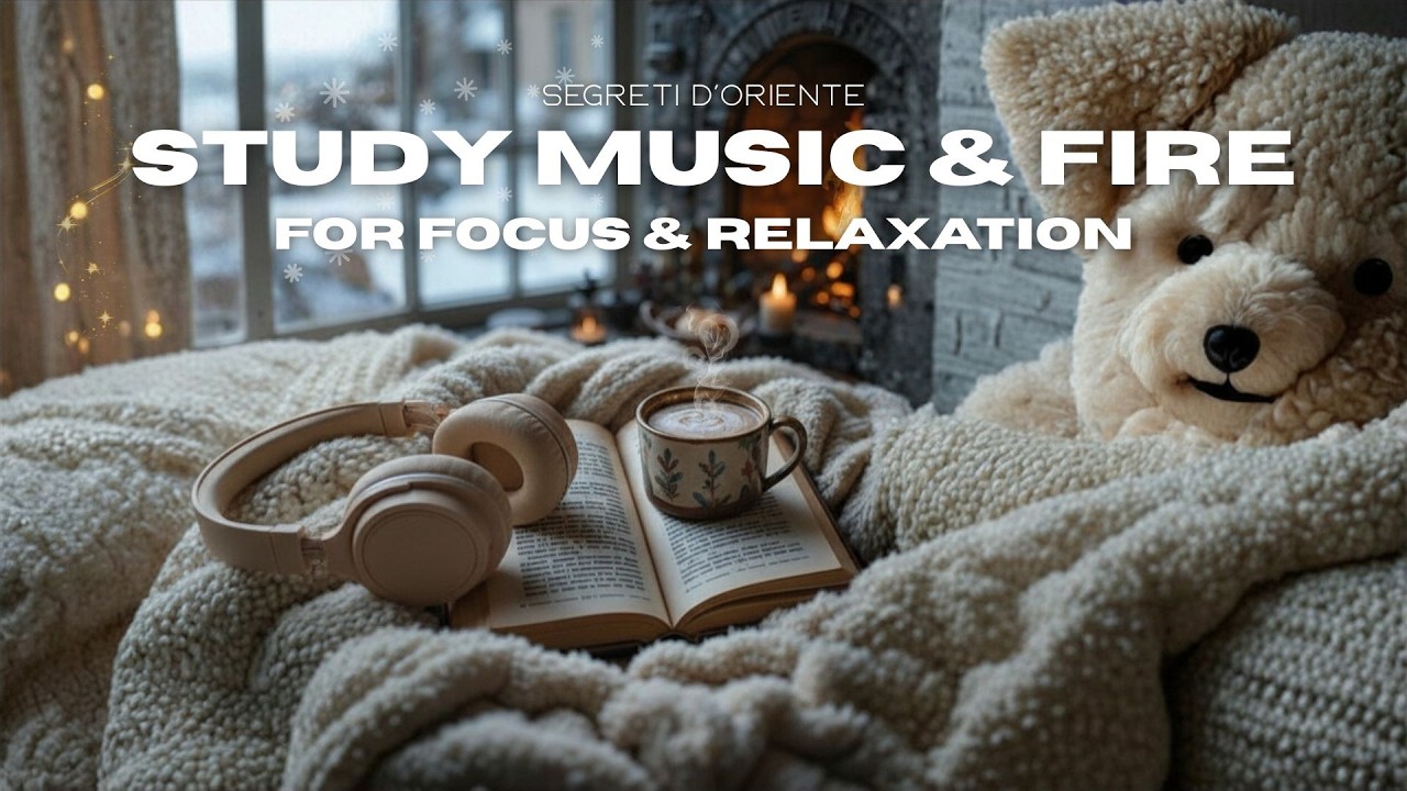 📖 Relaxing Study Piano Music 🔥 Soft Fire and Ambient Focus