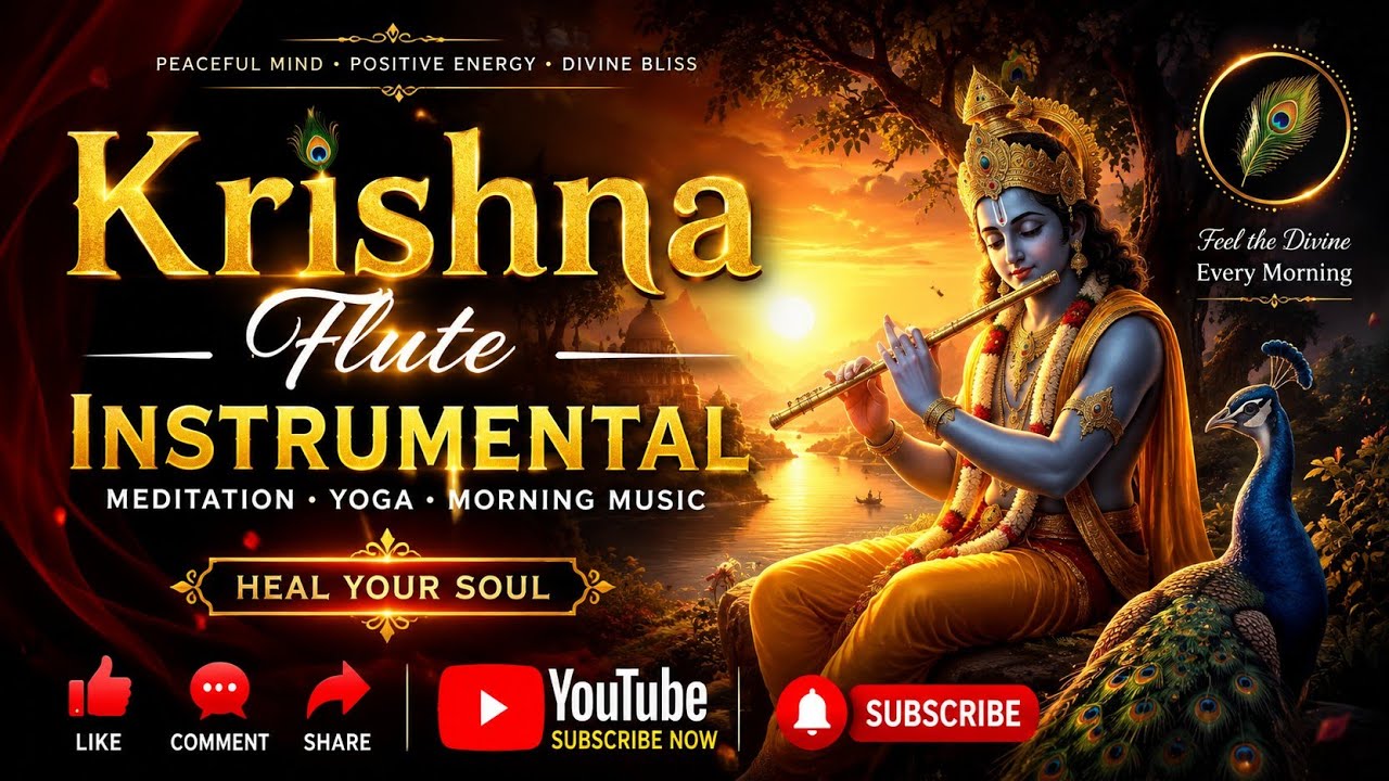 Krishna Flute Music 🪈 | Peaceful Meditation & Yoga Music | Relaxing Morning Bansuri #flute #krishna