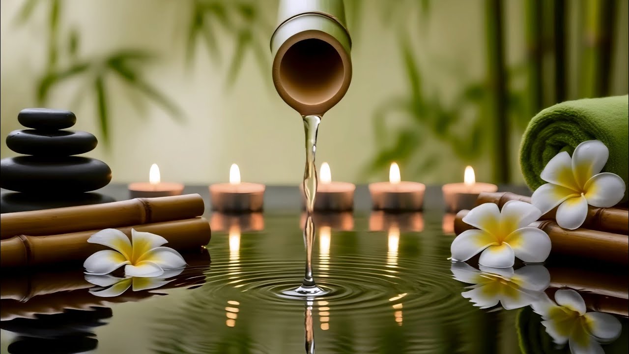 Relaxation Music: Bamboo Water Fountain + Healing Piano 🌿 Sleep Music, Meditation and Nature Sounds