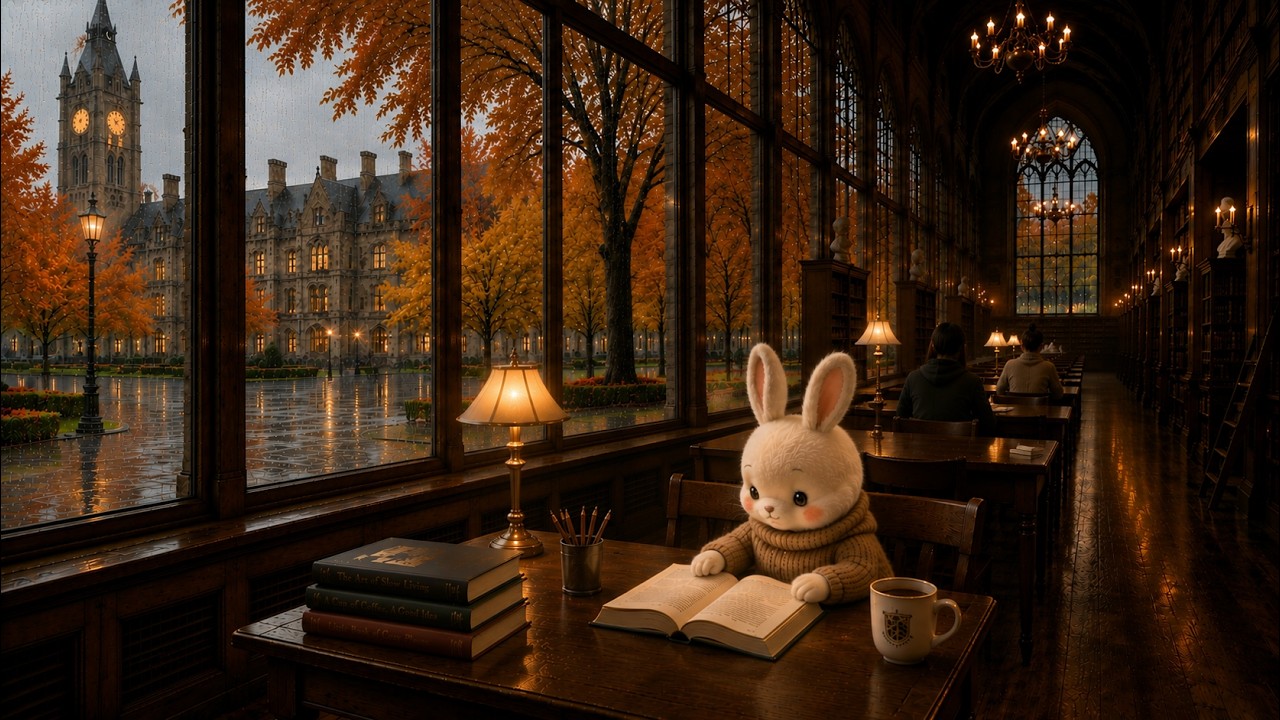 Study Music for Deep Focus 📚 Rainy Autumn Library Music for Reading, Working & Relaxation