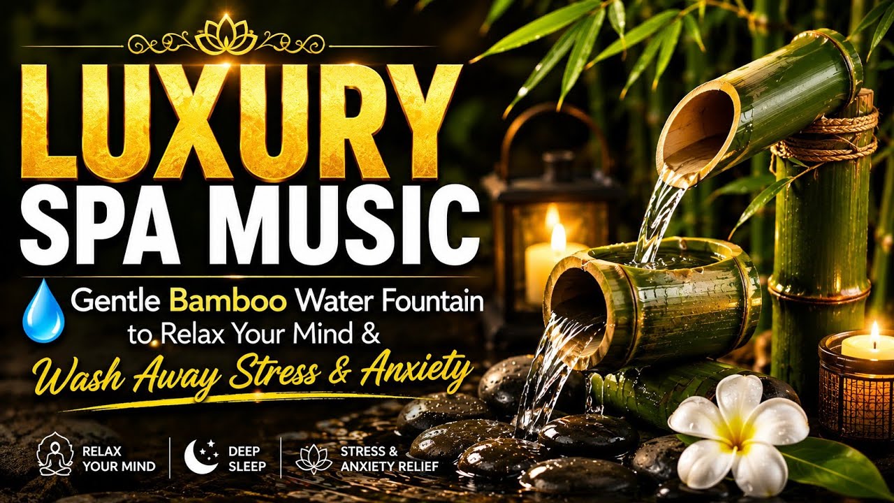 Luxury Spa Music 💧 Gentle Bamboo Water Fountain to Relax Your Mind & Wash Away Stress