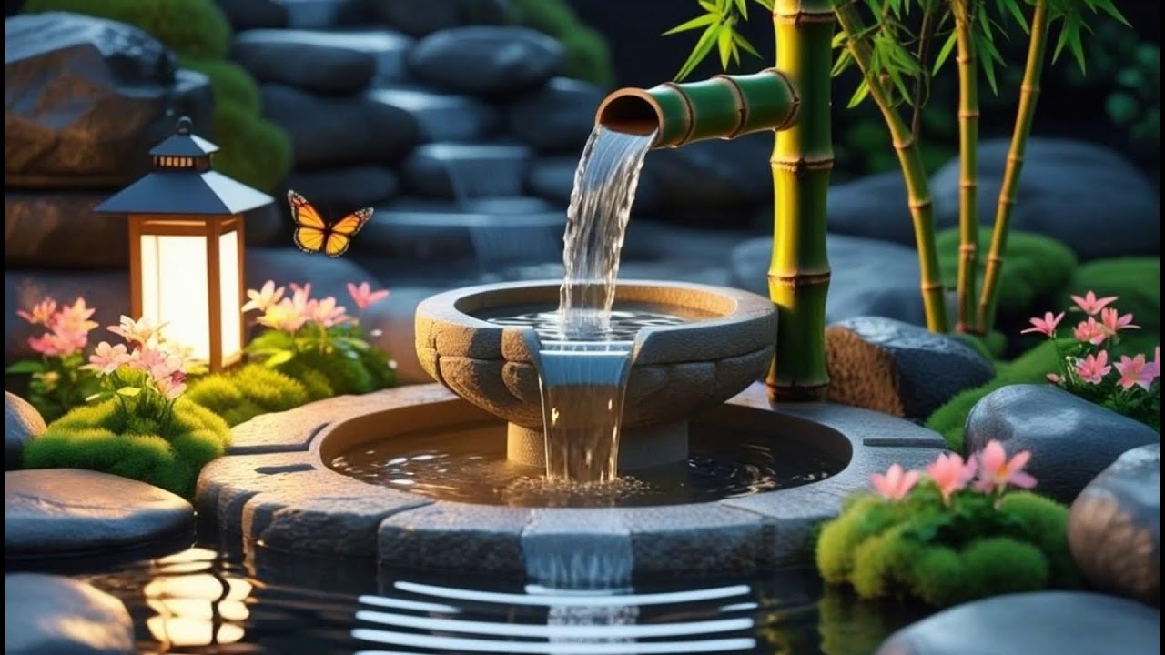 Bamboo Water Fountain + Relaxing Music🌿Deep Healing Music for Body & Soul,Stress Relief,Spa BGM #317