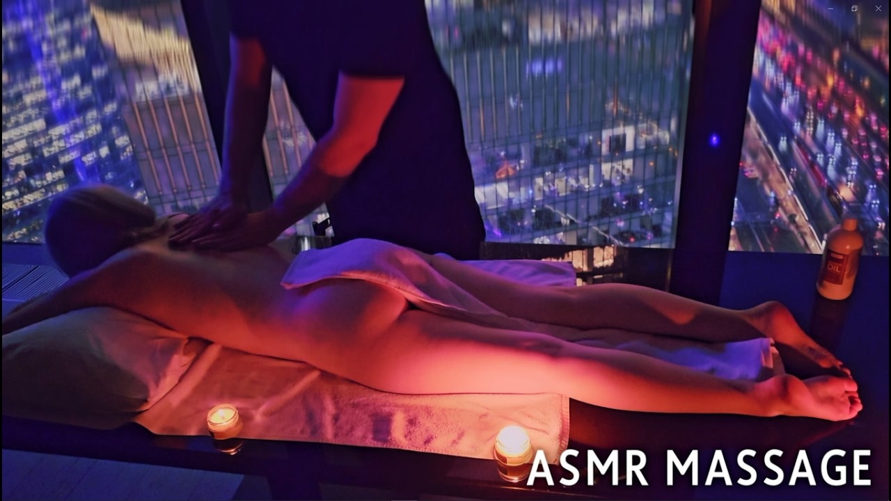 Relaxing Back & Leg Massage ASMR | Candlelight & City View