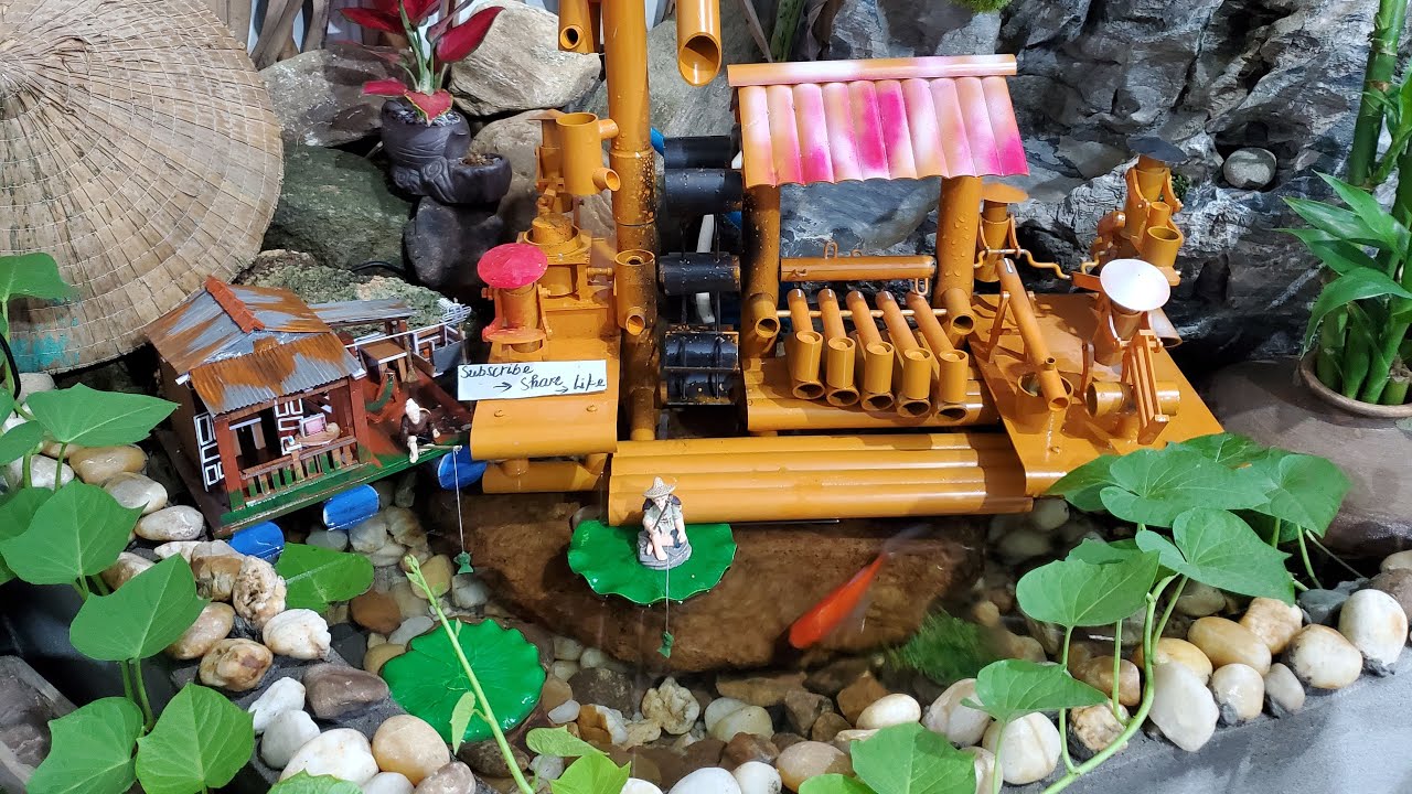 Healing Music & Visual ASMR & Calming Fish Pond with Rustic Water Mill