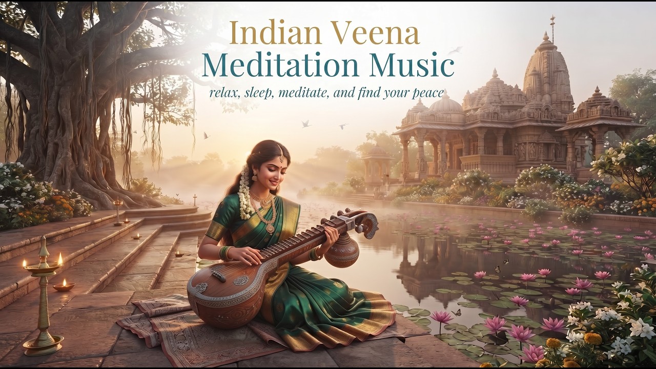 Indian Veena Meditation Music🪷| Peaceful Nature Sounds for Deep Meditation, Yoga, Sleep & Relaxation