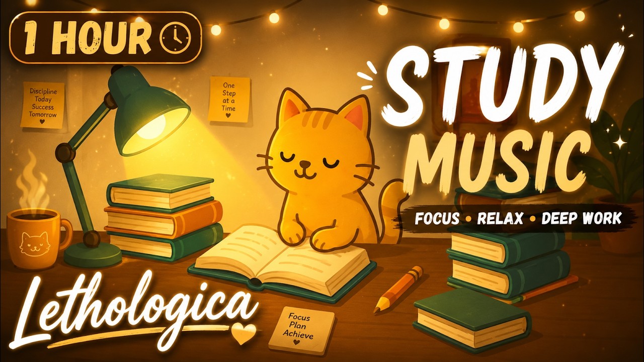 1 Hour Cozy Study Music ☕🐱 | Deep Focus, Relaxing Lofi Ambience for Studying, Reading & Productivity