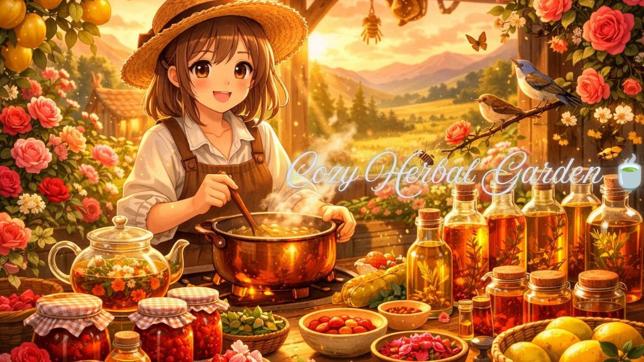 Rose Garden & Lemon Harvest 🌹🍋 Cozy Village Cooking | Relaxing Music Animation & ASMR