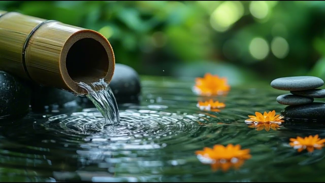 Meditation Music 🌿 Bamboo Water Sounds & Birdsong in a Peaceful Zen Garden | 10 Hours
