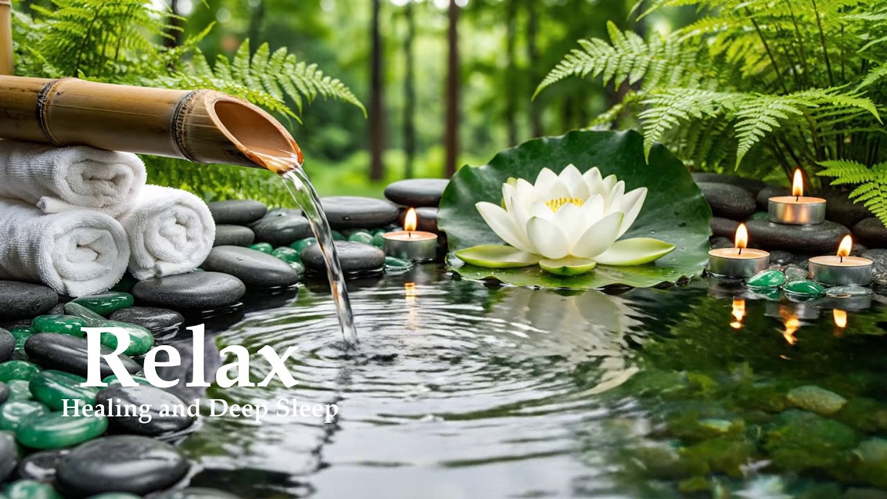 Relaxing Calming Music with Flowing Water 🌿 Peaceful Spa Music for Deep Sleep, Meditation & Healing