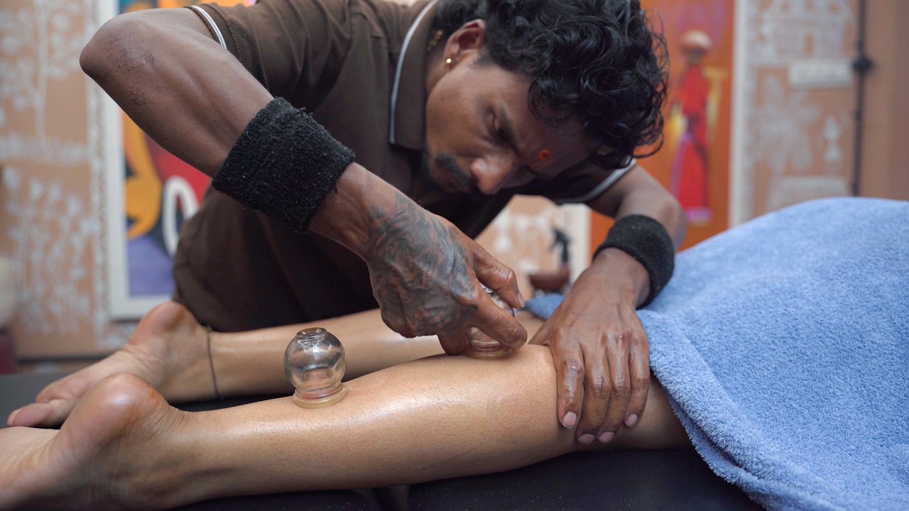 Master Cracker Fire Cupping Foot Massage ASMR | Indian Massage