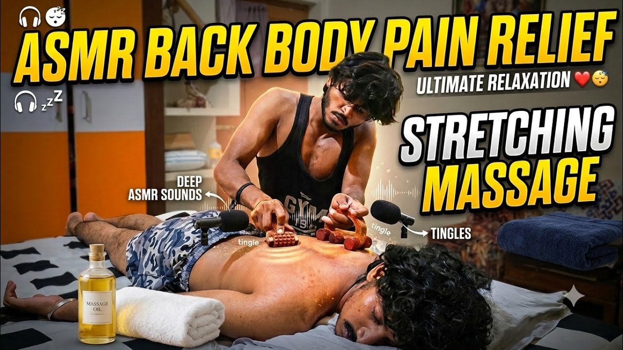 Extreme ASMR Back Stretching & wood Gadget Massage for Deep Sleep 😴