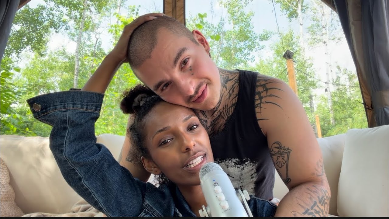 ASMR: Boyfriend does my hair..AGAIN🤗 (nature sounds, whispers, and fun!)