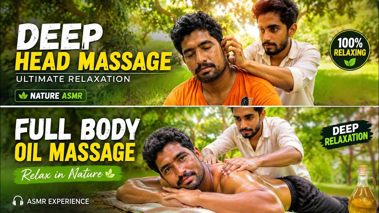 Relaxing Head & Neck + Full Body Massage 🌿 | Nature ASMR for Deep Relaxation