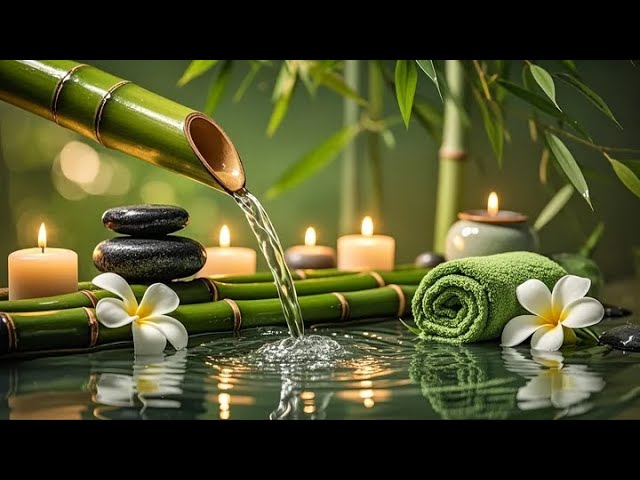 Relaxing Music for Healing + Bamboo Water Sounds 🌿 Relieves depression and tension & Nature Sounds