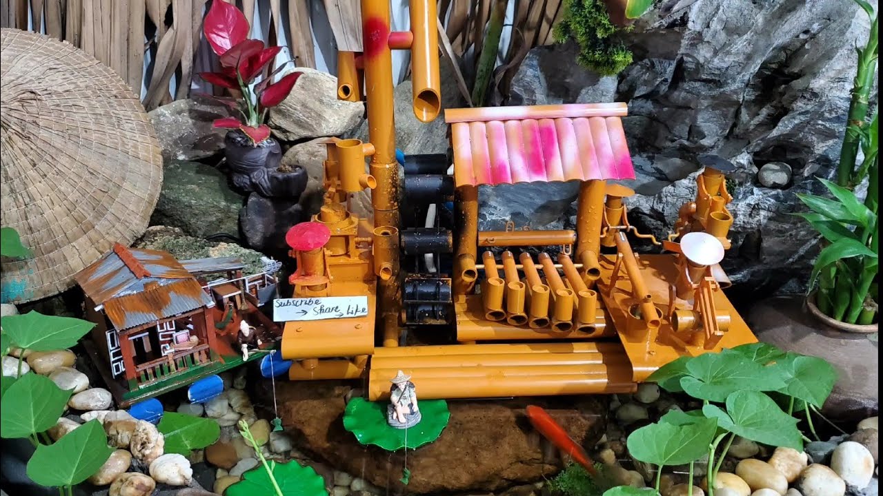 Healing Music & Visual ASMR & Calming Fish Pond with Rustic Water Mill