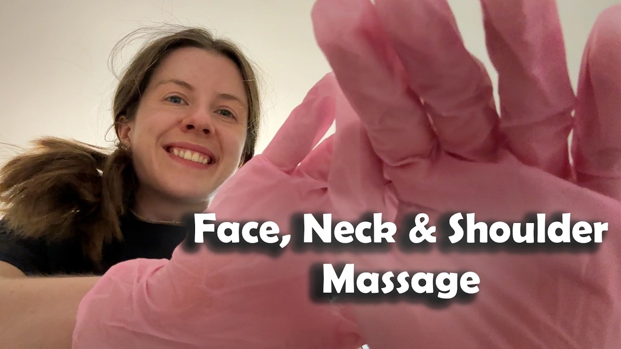 ASMR Gentle Crispy Face, Neck and Shoulder Massage in Gloves