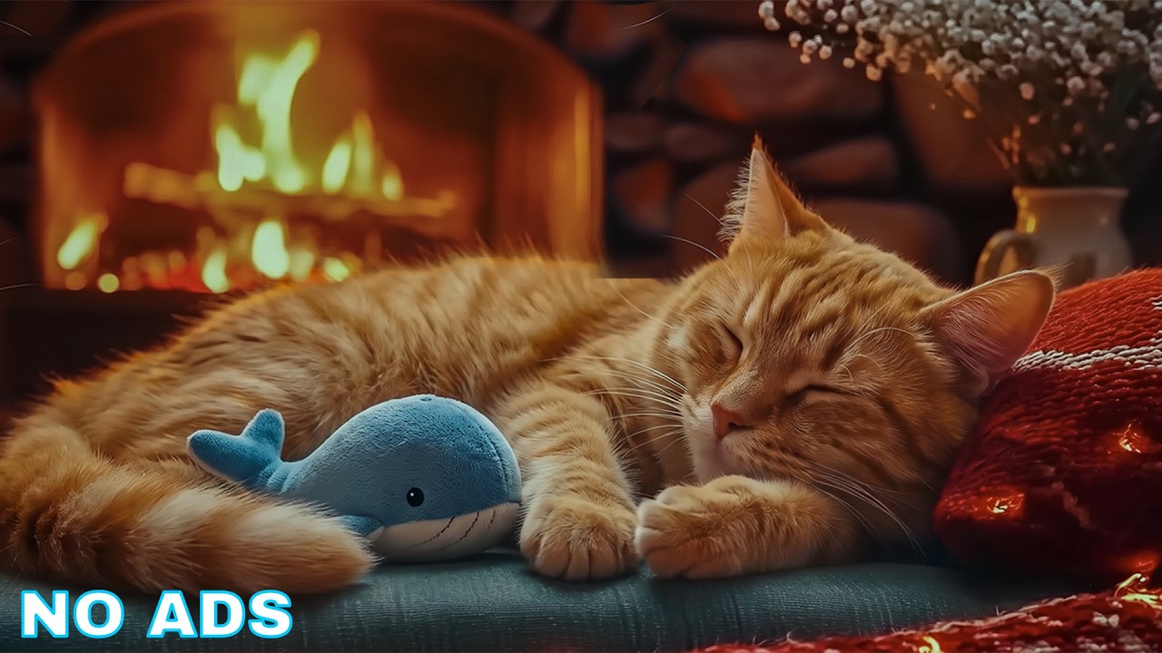 Relaxing Music for Cats 🐱 Peaceful Cat Sleep Music 🔥 Cozy Fireplace Relaxation & Fire Sounds