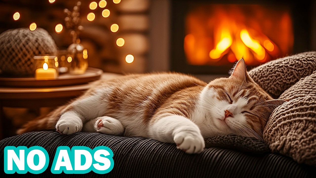 12 Hours of Healing Music for Cats 💖 Cat Music & Warm Fireplace Sleep Music to Help Kitten Comfort