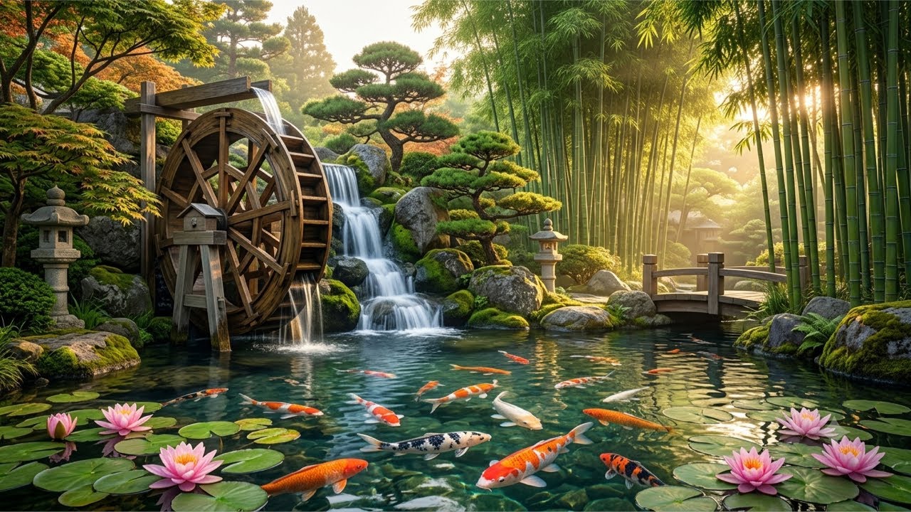 Zen Garden ASMR: Watching Fish Swim & Healing Music 🌿2/8