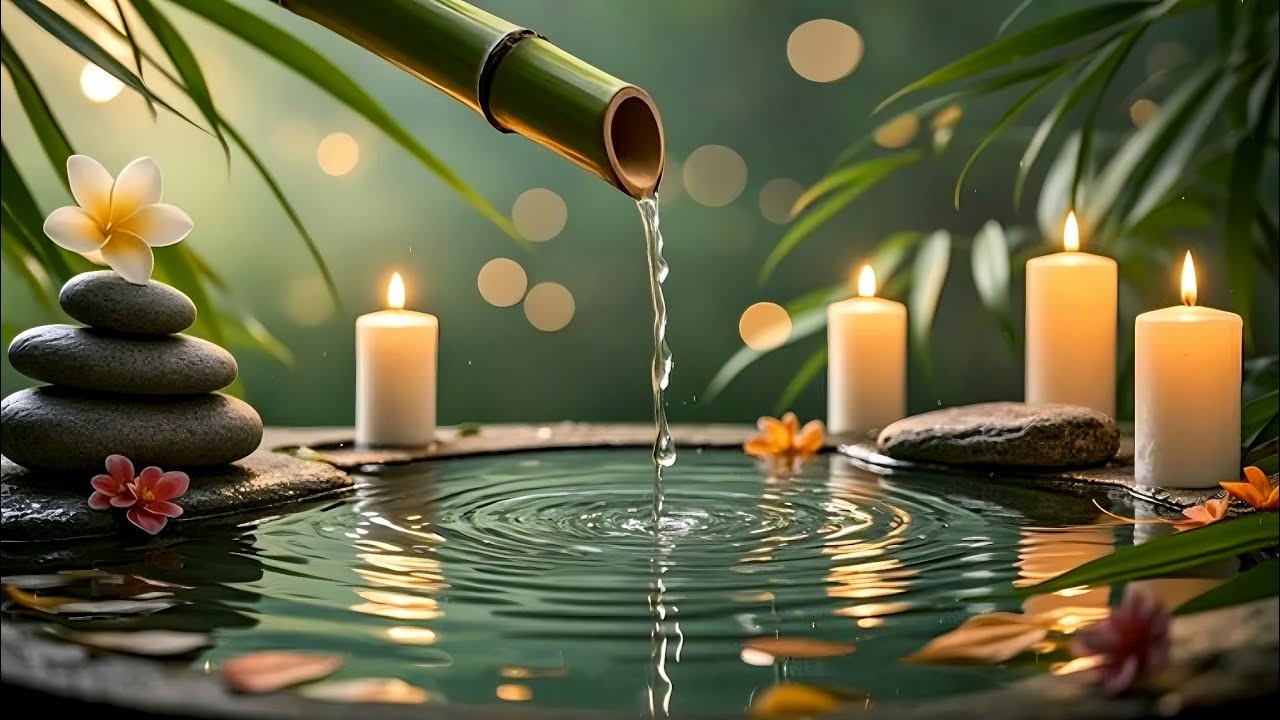 Relaxing Music for Healing + Bamboo Water Sounds 🌿 Relieves depression and tension & Nature Sounds