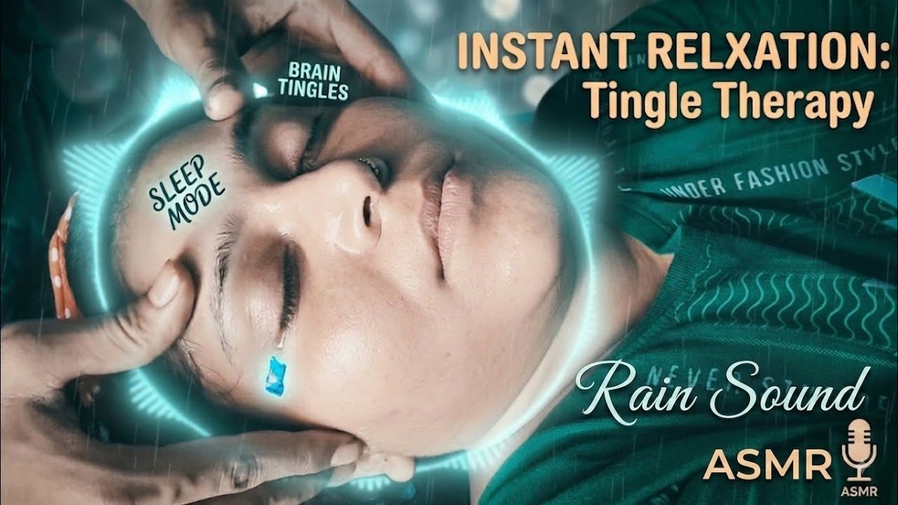 ASMR ✨ 100% Sleep In 5 Minutes 😴 Face Massage ASMR , with Relaxing Rain 🌧️ & ⚡ thunder ⚡⛈️ sounds