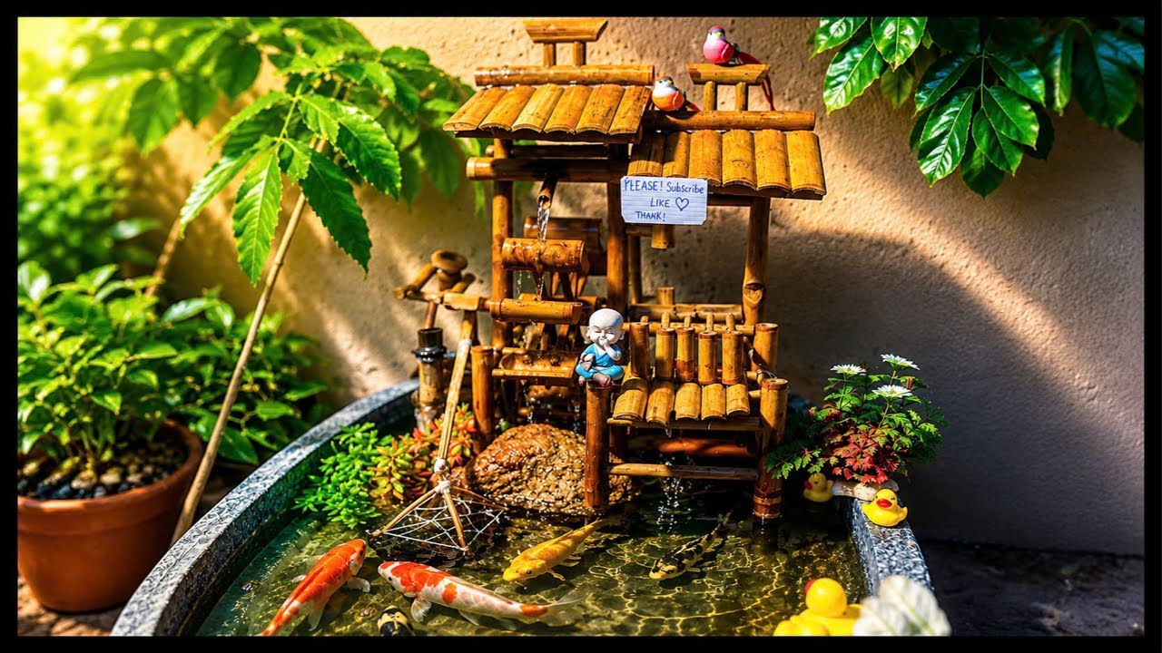 Relaxing Bamboo Garden ASMR 🌿 Koi Fish,Falling Leaves & Nature Sounds