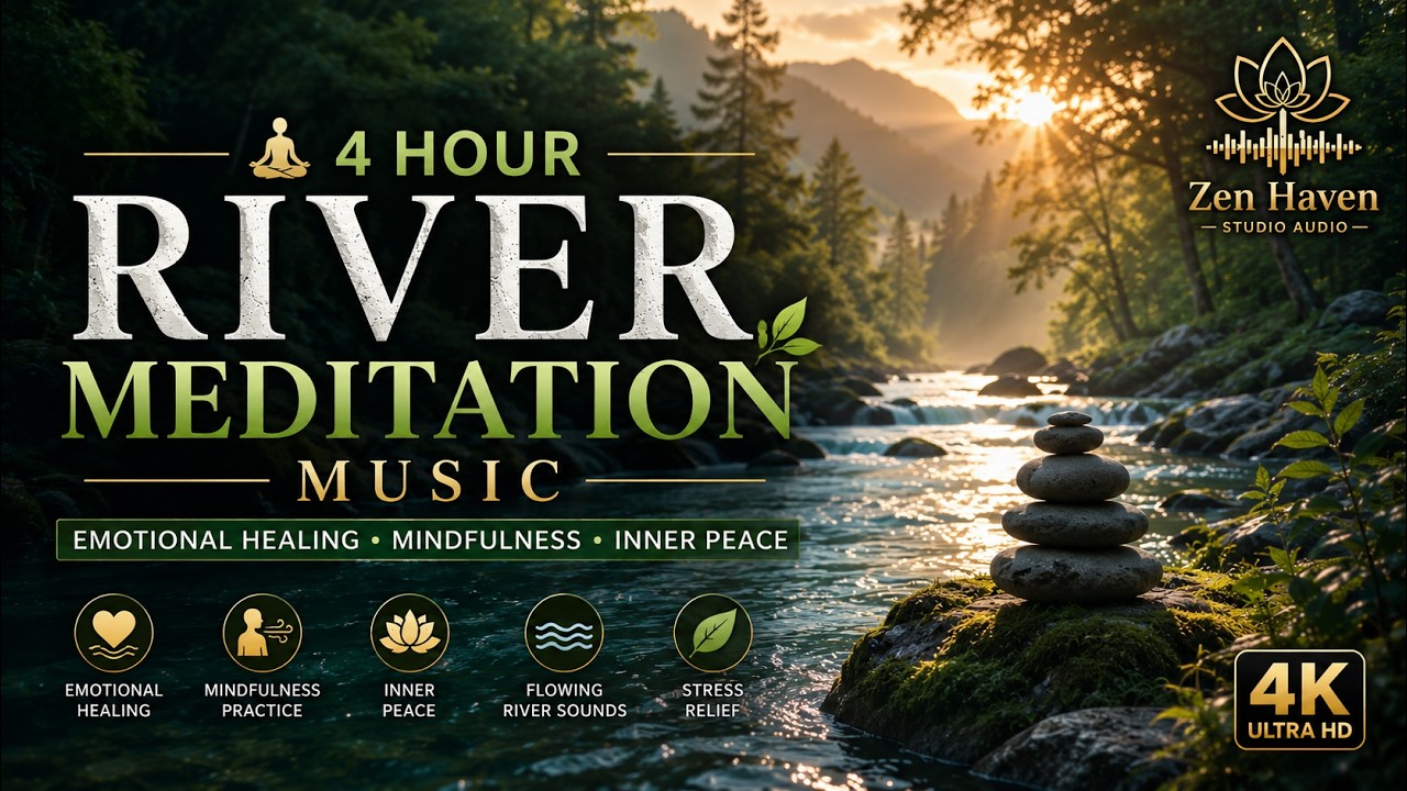 🧘 4 Hour River Meditation Music | Emotional Healing, Mindfulness & Inner Peace | 4K Ultra HD