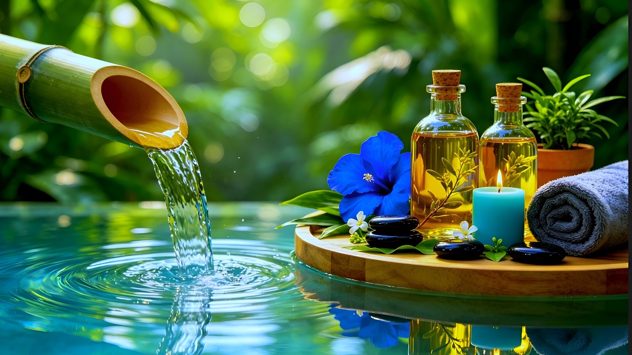 Bamboo Water Fountain & Relaxing Music 🌿 Deep Healing Music for Body and Soul, Stress Relief,Spa BGM