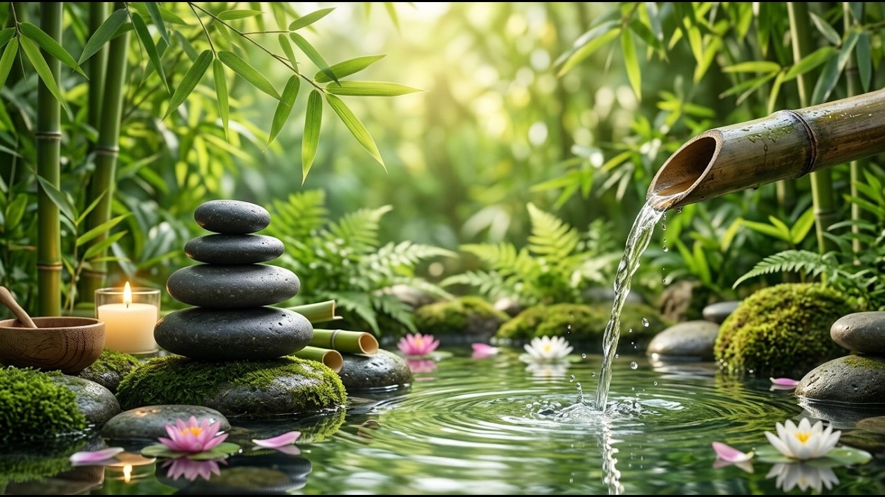Healing Music for Mind & Body 🌿 Japanese Garden with Soothing Water Sounds for Deep Sleep