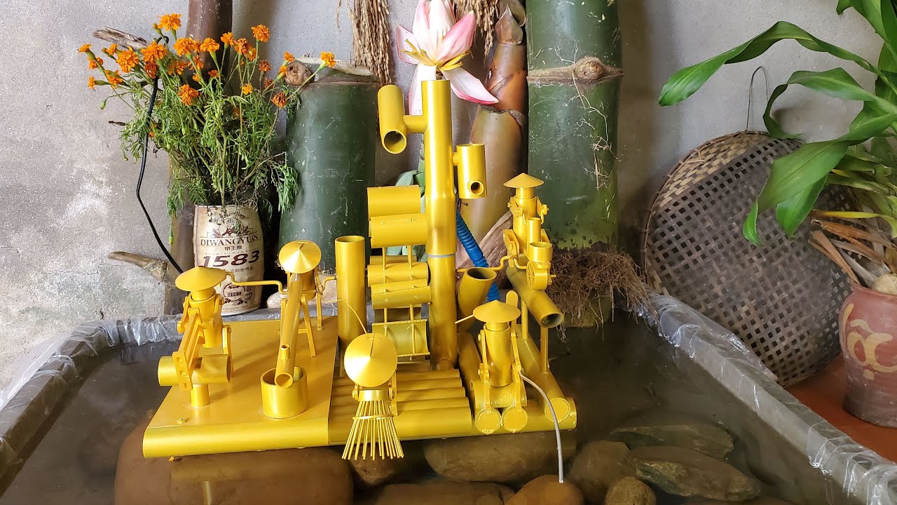 Healing Music & Visual ASMR & Calming Fish Pond with Rustic Water Mill