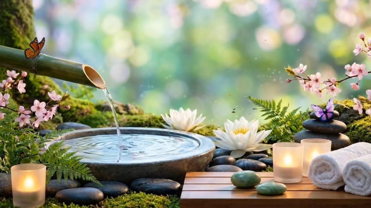 Healing Music for Mind & Body 🌿 Japanese Garden with Soothing Water Sounds for Deep Sleep